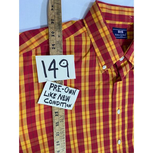 Eden Park Plaid Button-Up Shirt – Men’s XL, Red & Yellow Long Sleeve FSU colors - Picture 4 of 8